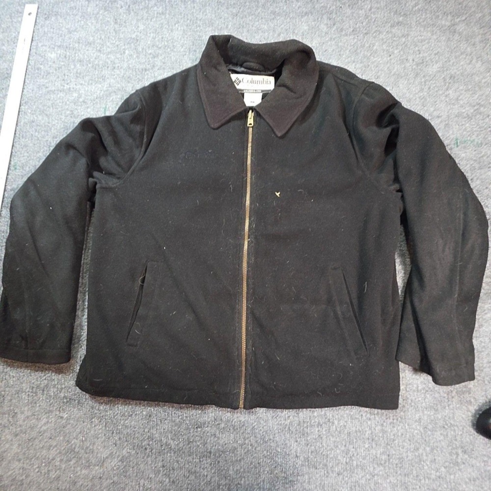 Columbia Jacket Mens Large Black Fleece Full Zip Bomber Lined Outdoor Casual